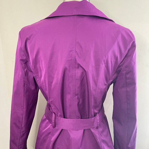 SANDRO STUDIO Purple Ruffle Trim All-Weather Lightweight Jacket Tie Belt, Large - Picture 7 of 11